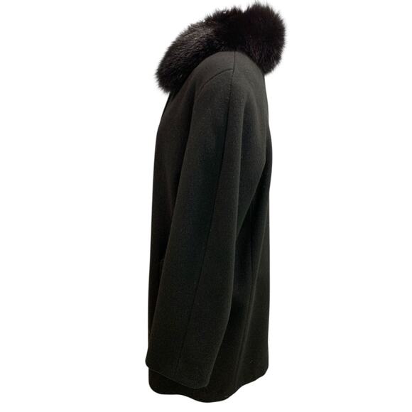 Size 10 Forecaster Womens Black Wool Blend Coat Faux Fur Collar Vintage - Picture 4 of 12